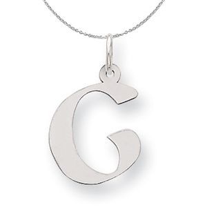 Silver Karlie Collection Block Initial Charm Letter G Necklace - 18 In